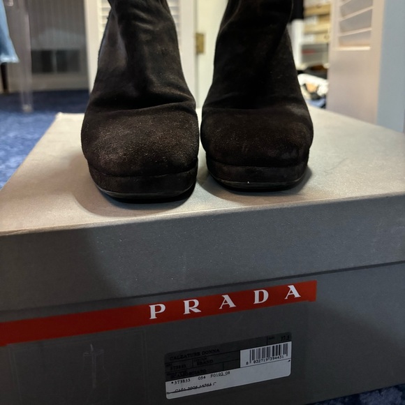 Prada Brown Suede Wedge Booties - Picture 2 of 3